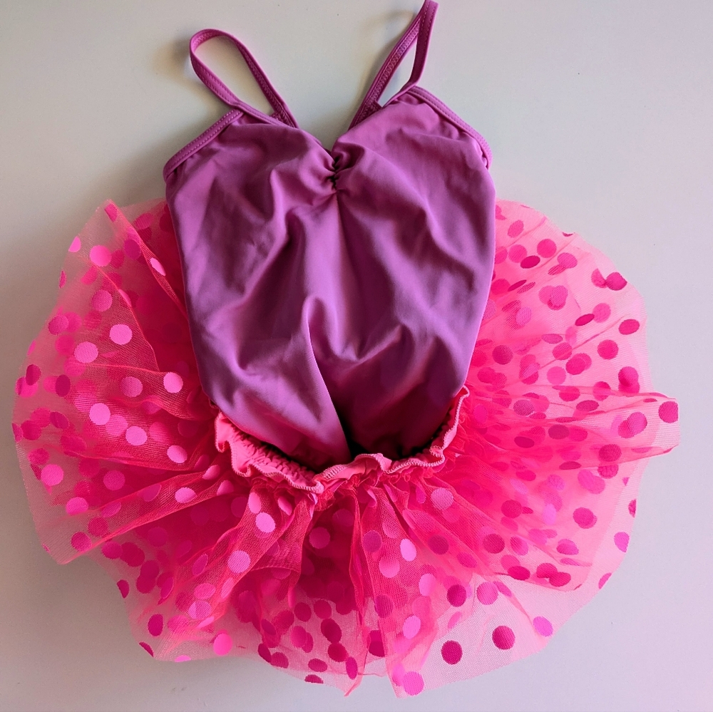 Balera Little Girls Pink Ballerina Polka Dot Tutu And Leotard Set XSC SC